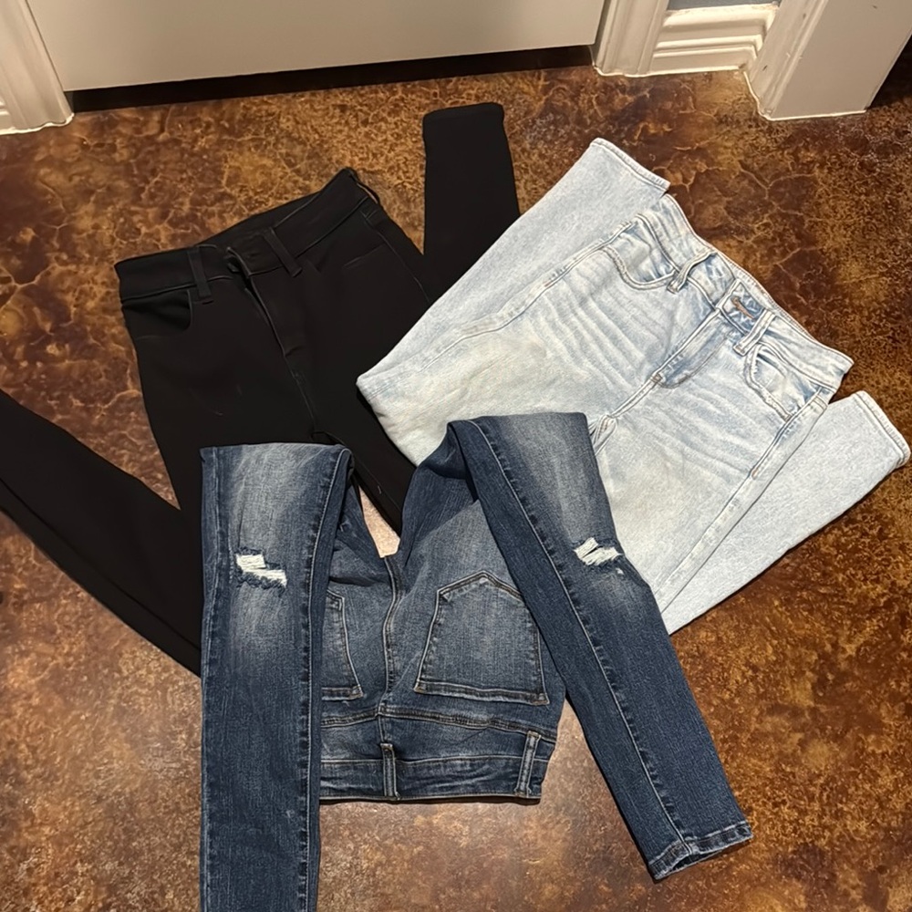 Stylish Denim and Black Jeans Set